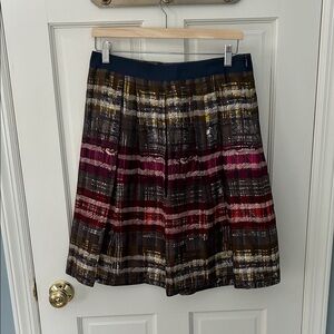 Trina Turk Multicolor Plaid A-Line Skirt, sz 8, New with tags, 100% silk